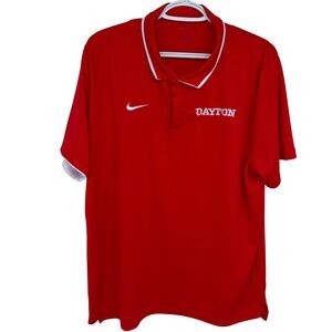 Nike‎ Dayton Flyers Polo Shirt XL Men's Dri Fit UD Athletic College NCAA Red
